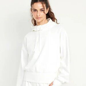 NEW! Old Navy | Dynamic Fleece Hoodie Funnel Neck Sweatshirt White | SZ Medium